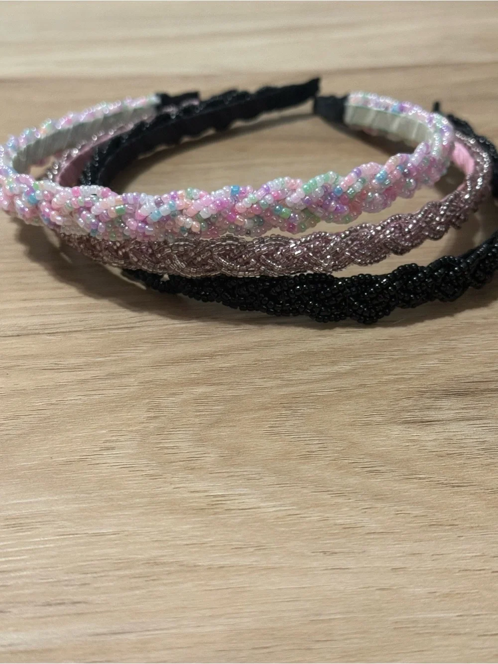 Source Unknown Pink, Black & Pastel Beaded Women's Headbands